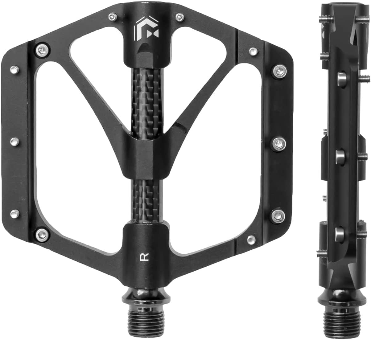 GORIX Bicycle Pedals, Flat Pedals, Lightweight, Carbon Fiber Center Tube Ax
