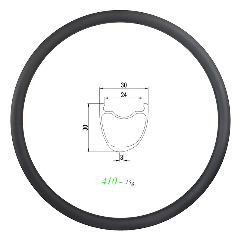 700c Road Disc Carbon Rim Asymmetric Clincher Tubeless Width 30mm 24H 28H 32H