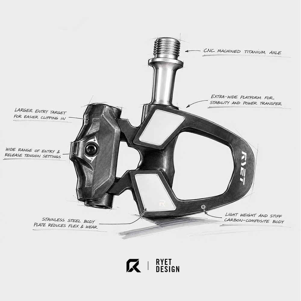 RYET Ultralight Carbon Pedals 178g Titanium Axle DU Bearings Road Bike Cycling