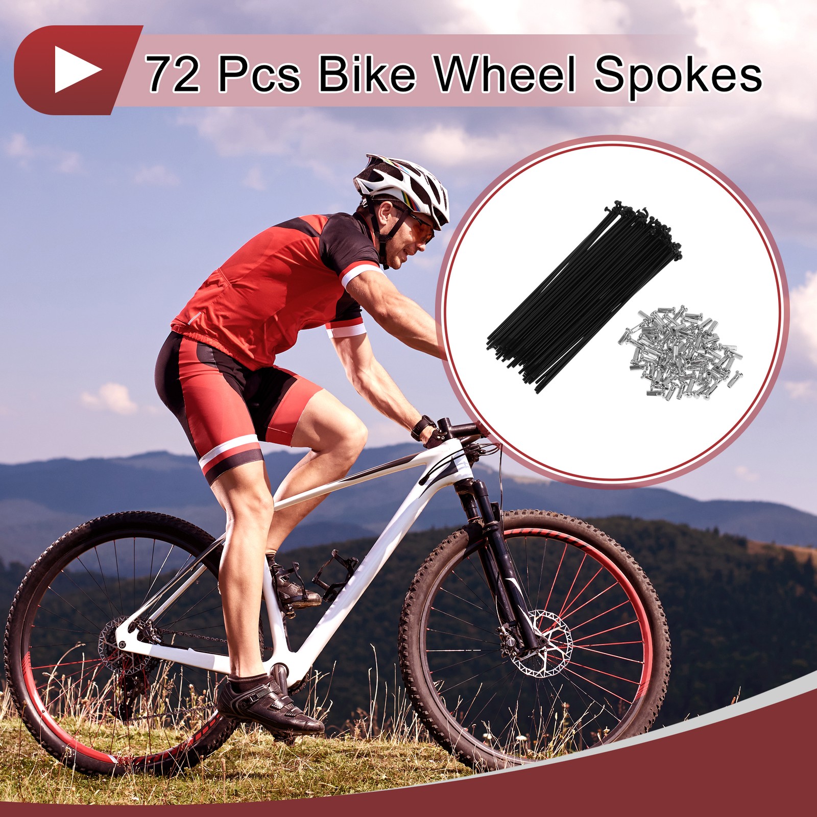 72 Set 14G Bicycle Spoke 139mm Bike Wheel Spoke Carbon Steel Black