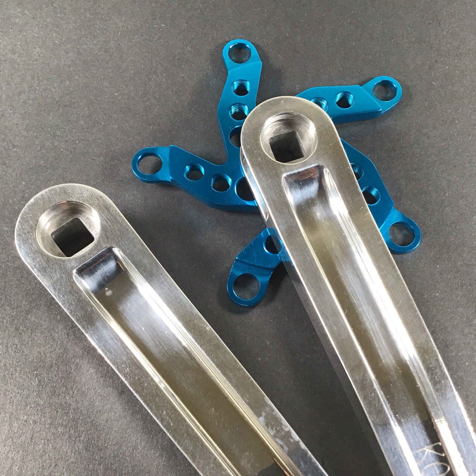Kooka Crank Arm Set Silver/Blue 170mm 74/110 NOS Vintage MTB Grafton Yeti Klein