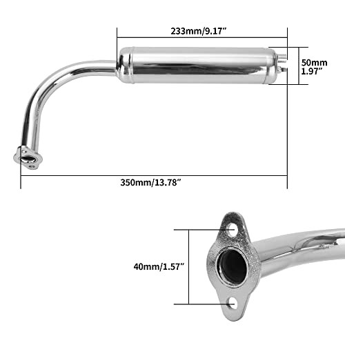 Silver Chrome Exhaust Muffler Pipe & Gasket nut Kit for 2 Stroke 49cc 60cc
