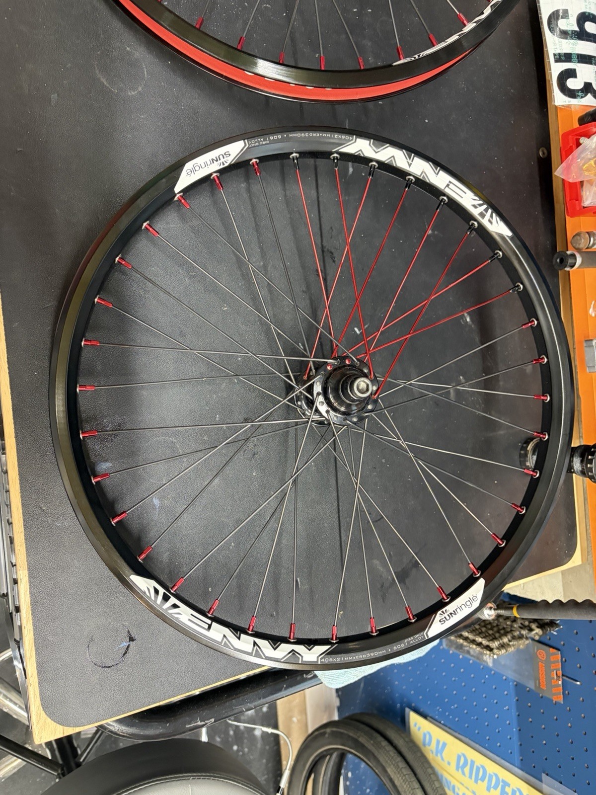 Custom built Sun Ringle Envy rims with Profile Racing Elite hubs. 20inch BMX