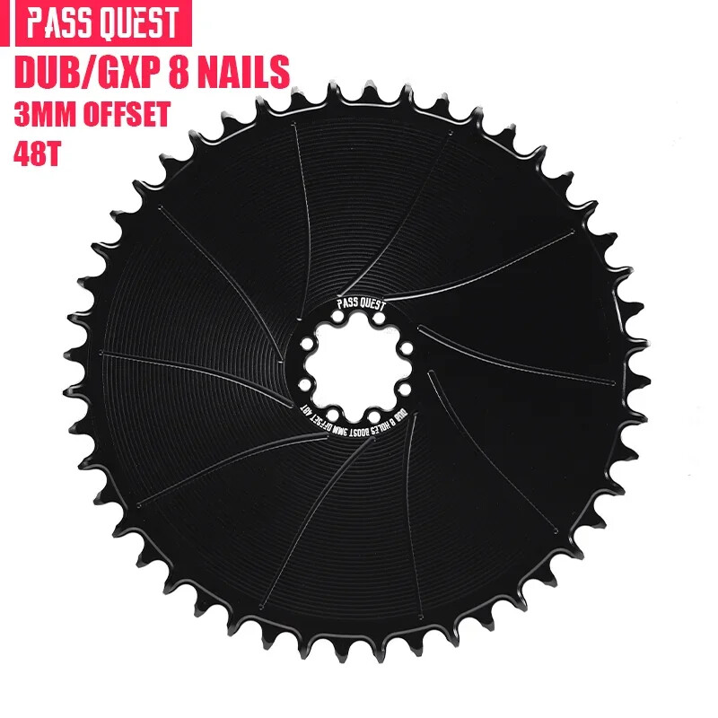 PASS QUEST Bicycle Chainring 3mm Offset Direct Mount For FORCE 8-Bolt AXS38T-54T