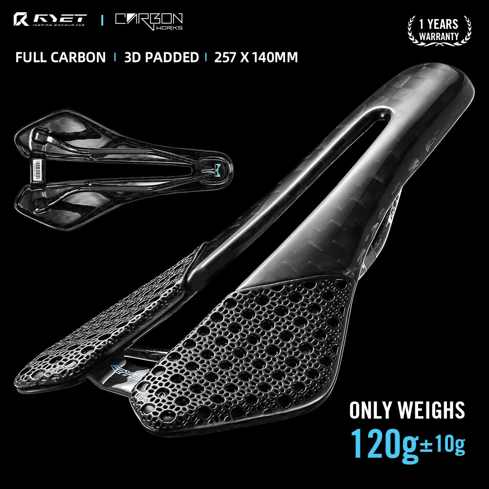 Full Carbon 3D Printed Bicycle Saddle 140mm Triathlon Road MTB Gravel Bike Seat