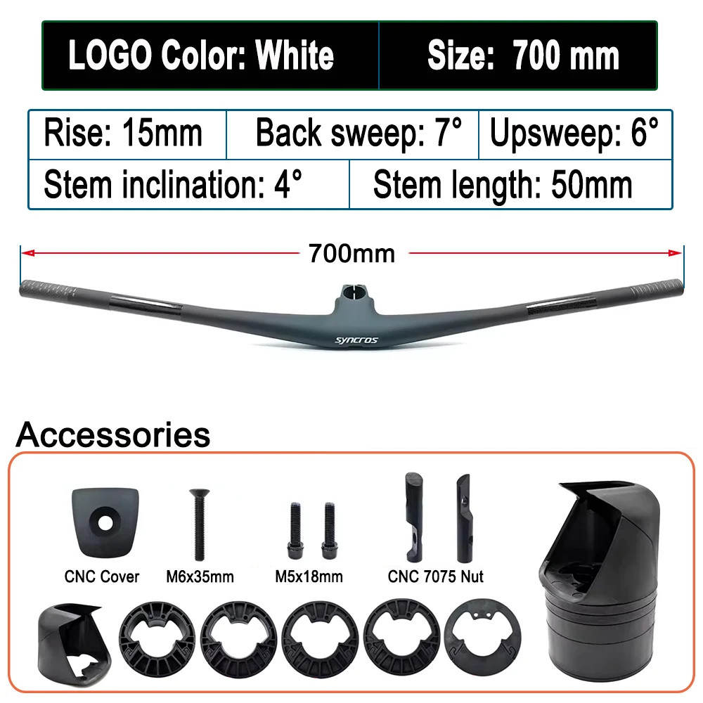 Full Carbon Fiber Bicycle Riser Flats Handlebar Integrated Cockpit MTB Handlebar