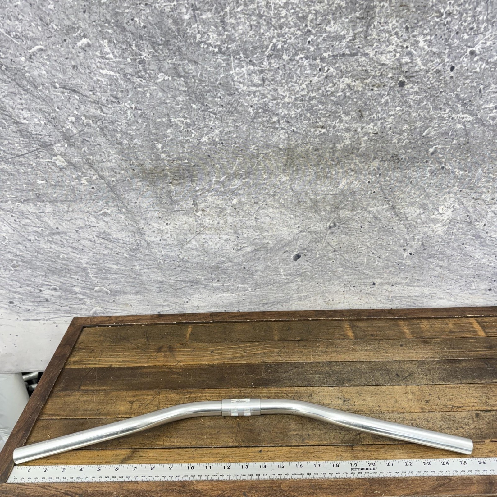 Vintage Mountain Bike Riser Handlebar 25.4 Clamp 1980s Silver Alloy MTB-AL-7 Bar