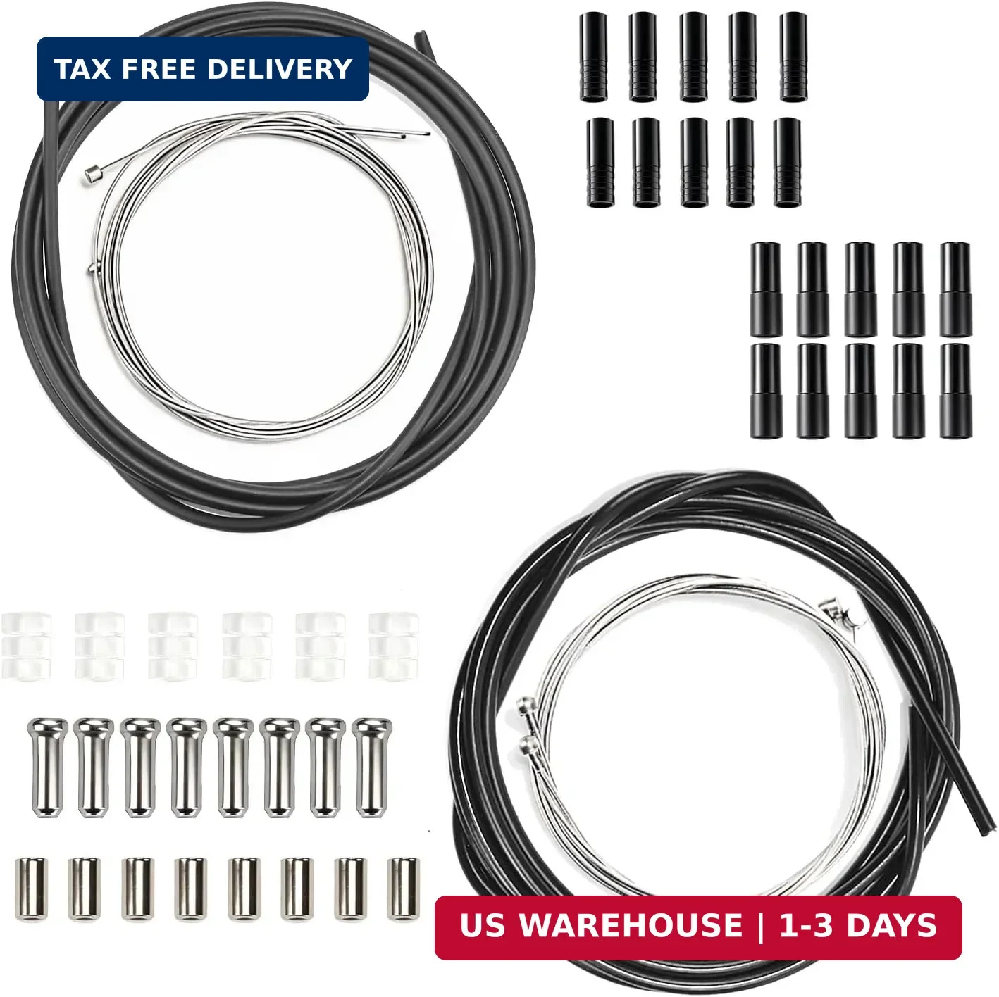 44PCS Bike Brake & Gear Cable Kit Universal Shifter Cable Housing Set Cycling Pa