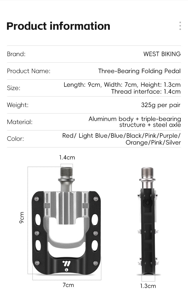 Aluminium Bicycle Foldable Pedals 3 Bearings Cycling Folding Bike Pedals Blue