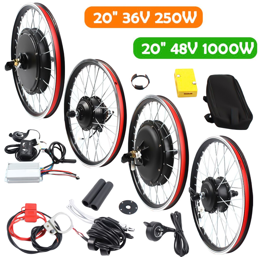 20″ EBike Bicycle Conversion Kit 250/1000W Electric Front / Rear Wheel Hub Motor