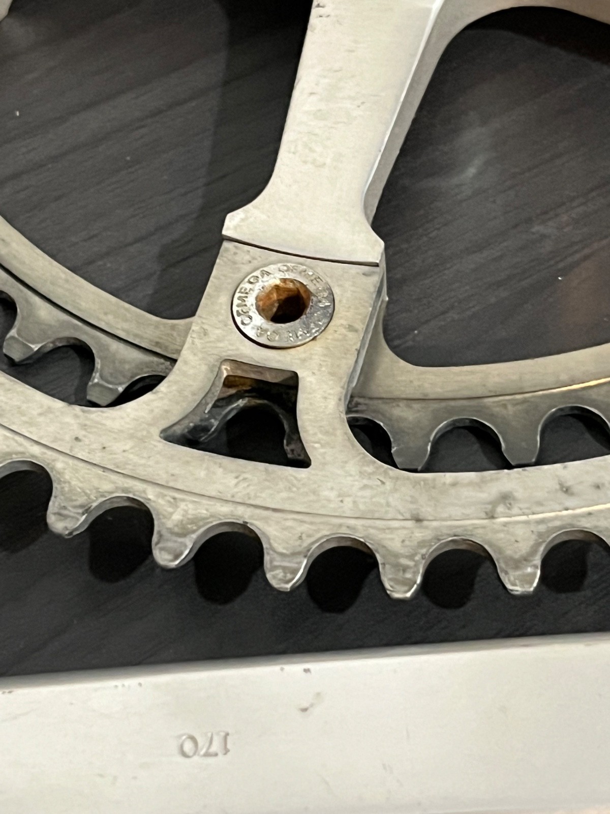 Vintage Ofmega Bianchi Crankset 170mm 52/42T, 130 BCD. Square Taper