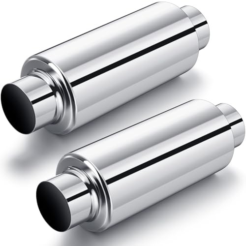Relaxweex 2 Pcs 2.5″ Inlet Exhaust 2.5″ Inlet 11.5″ Overall Length Silver
