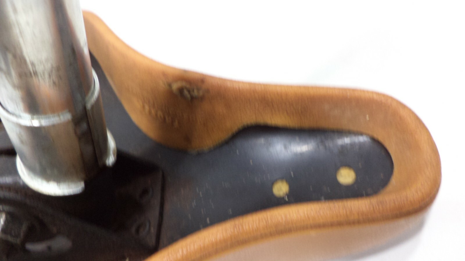Vintage Troxel Saddle Bicycle Seat Bike Post Clamp Used Brown Beige Mens Vinyl