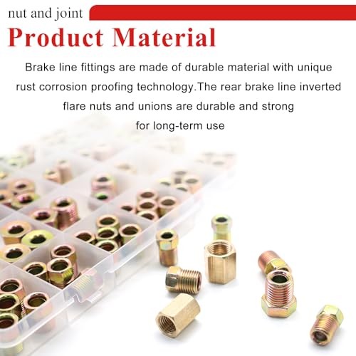 3/16″ & 1/4″ Brake Line Fittings Assortment Kit,3/8 Inch-24 87PCS-3/16“&1/4”