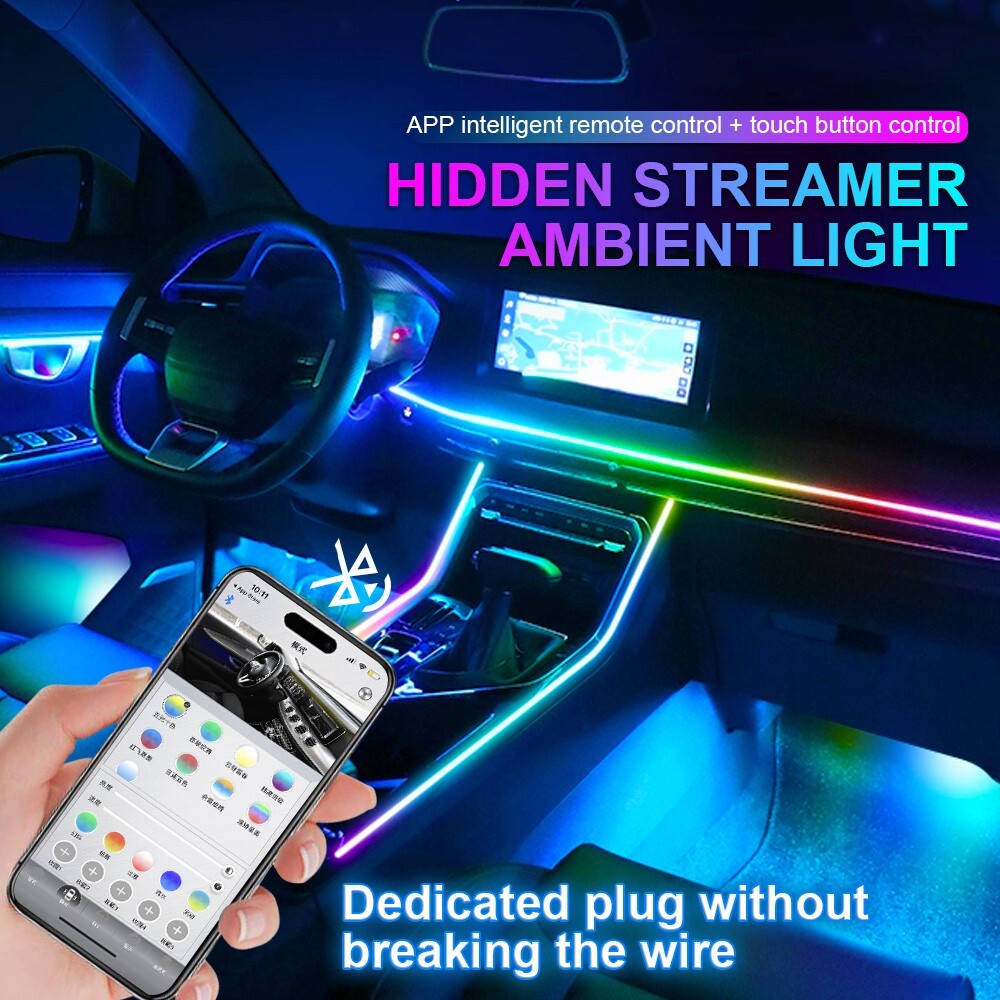6 in 1 Full LED Bead Symphony Dream Car Interior Ambient Lighting Wireless Kit