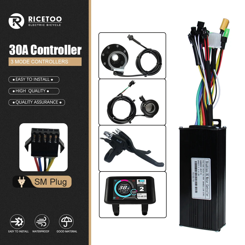 3-mode Sine Wave E-bike Brushless Controller 36V 48V 17A/26A/30A/40A 250W-2000W