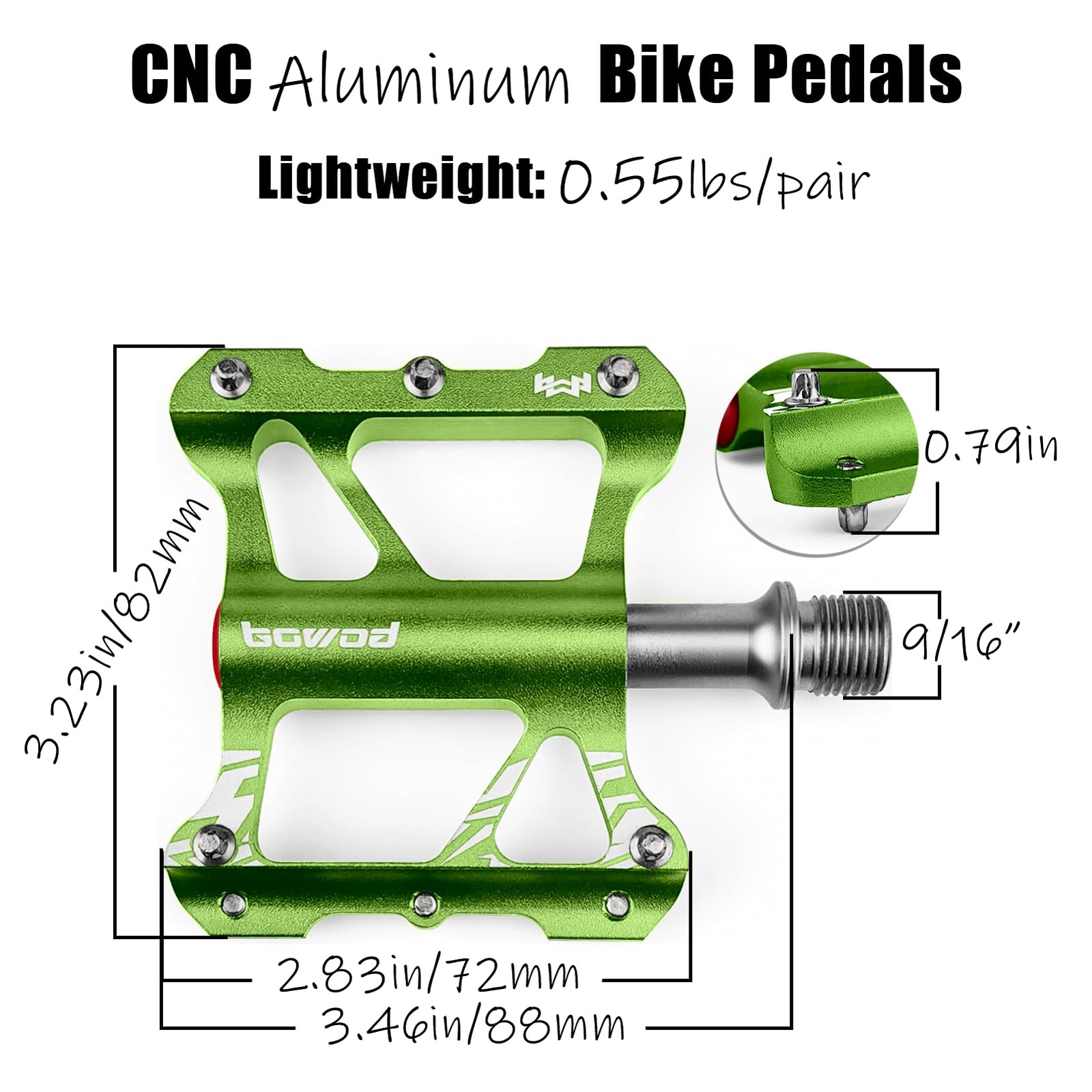 Small Bike Pedal MTB Kids BMX Pedals Flat, Youth Bike Pedal w 9/16 inch Cr-Mo…