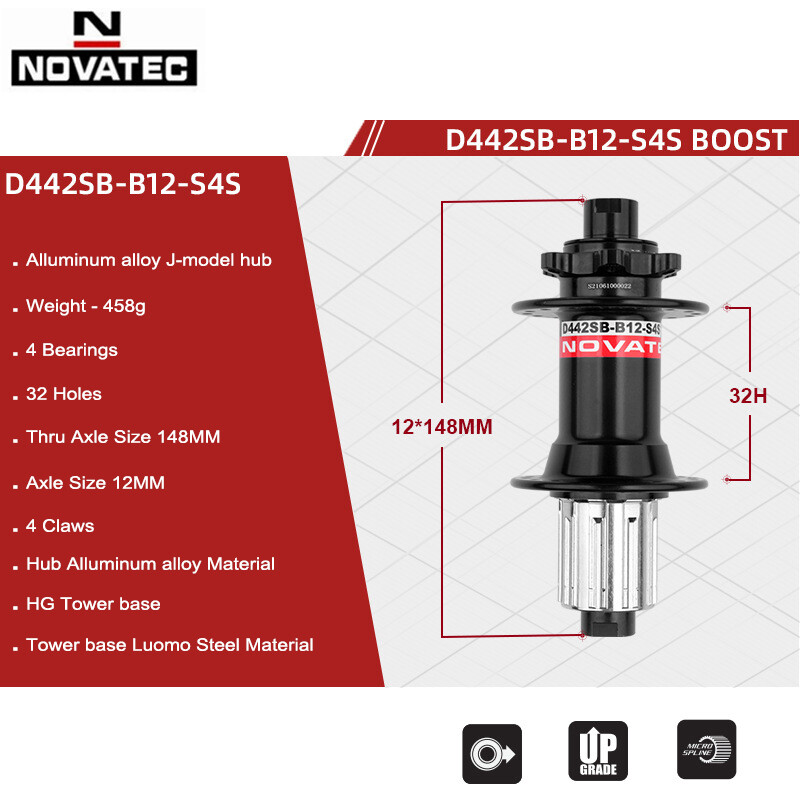 Novatec MTB Bike Hub D041SB-15 D442SB-X12 8/9/10/11/12 Speed 32 Holes Thru&QR