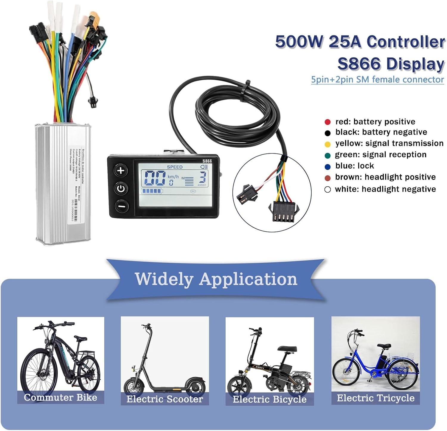 24V 36V 48V Ebike Controller Kit 500W 25A Brushless Motor Controller and Ebik…
