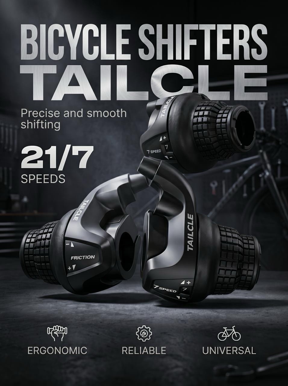 Tailcle 3×7/7 Speed Bicycle Twist Grip Shifters, Revoshift Lever for Bikes SG-25