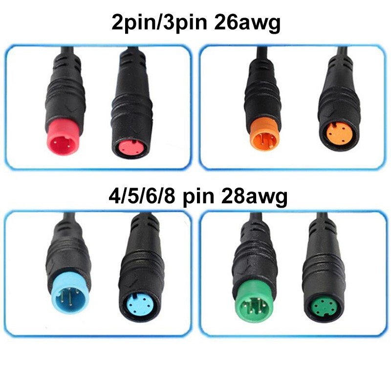 M8 2/3 4 5 6 Pin male to female M/F Plug Cable Electric Bicycle Waterproof Ebike