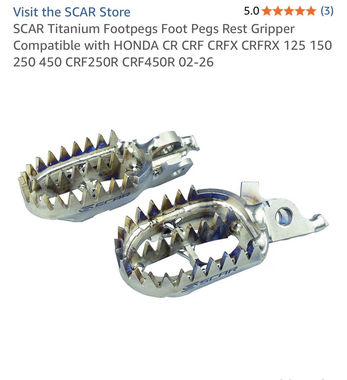 SCAR Titanium Footpegs Foot Pegs Rest Gripper Compatible w/Triumph 250 450 TFX