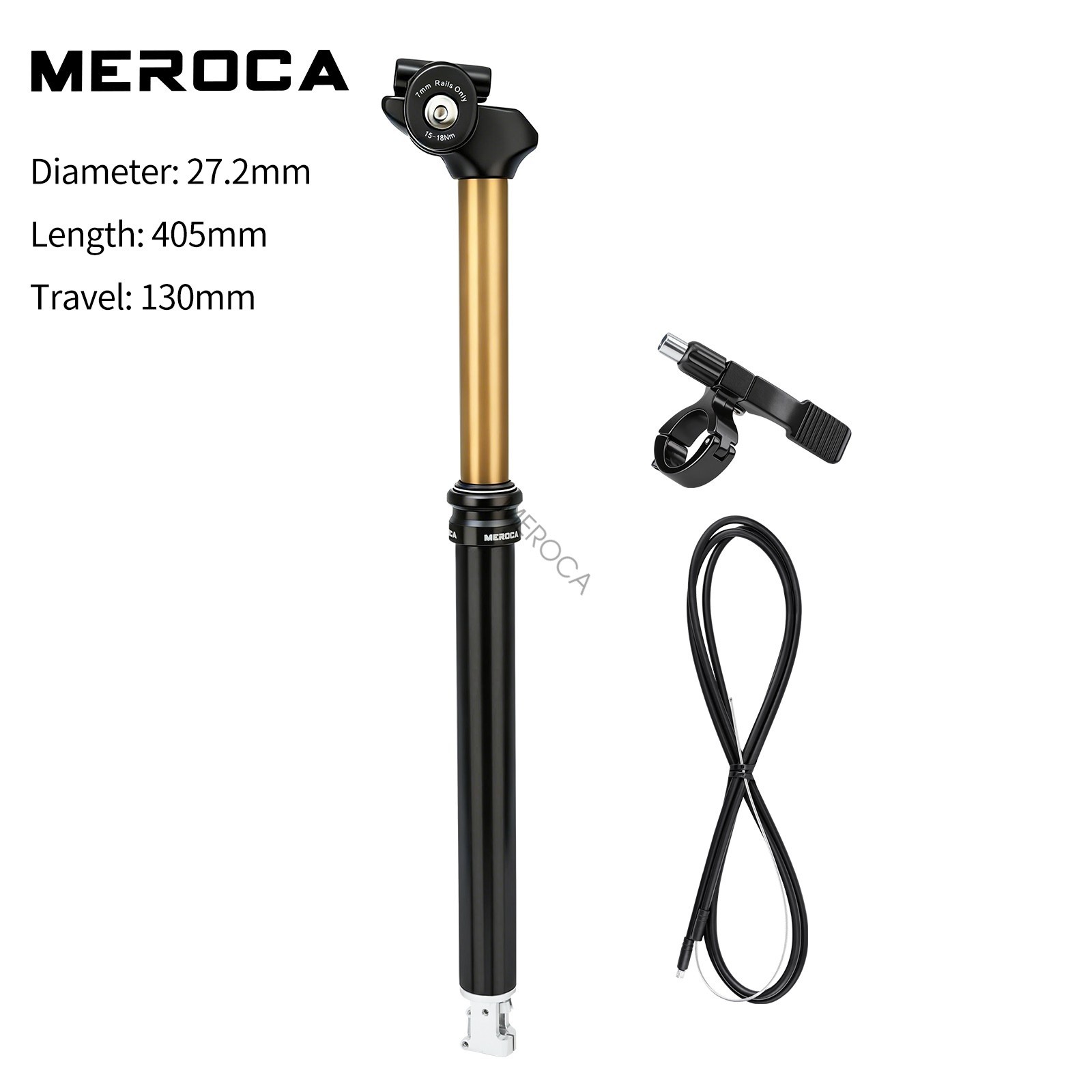 MEROCA Mountain Bike Dropper Bicycle Seatpost 27.2/30.9/31.6mm w/ Remote Control