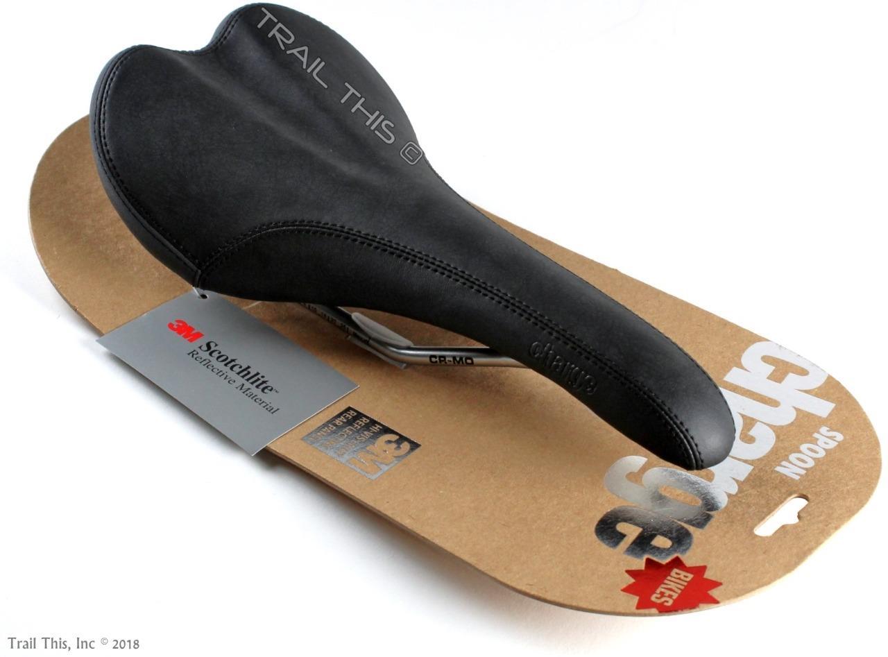 Charge Bikes Spoon Saddle Black 3M Reflective Safety Panel CrMo Rails Road MTB