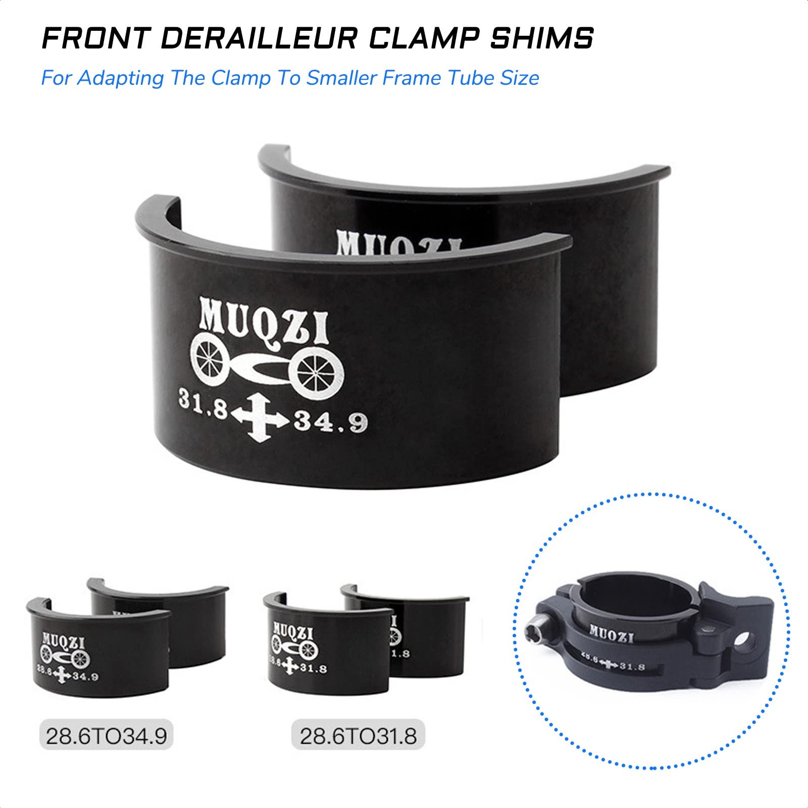 KIEVODE Bike Front Derailleur Clamp Shim Spacer Adapter 31.8 To 34.9, Black