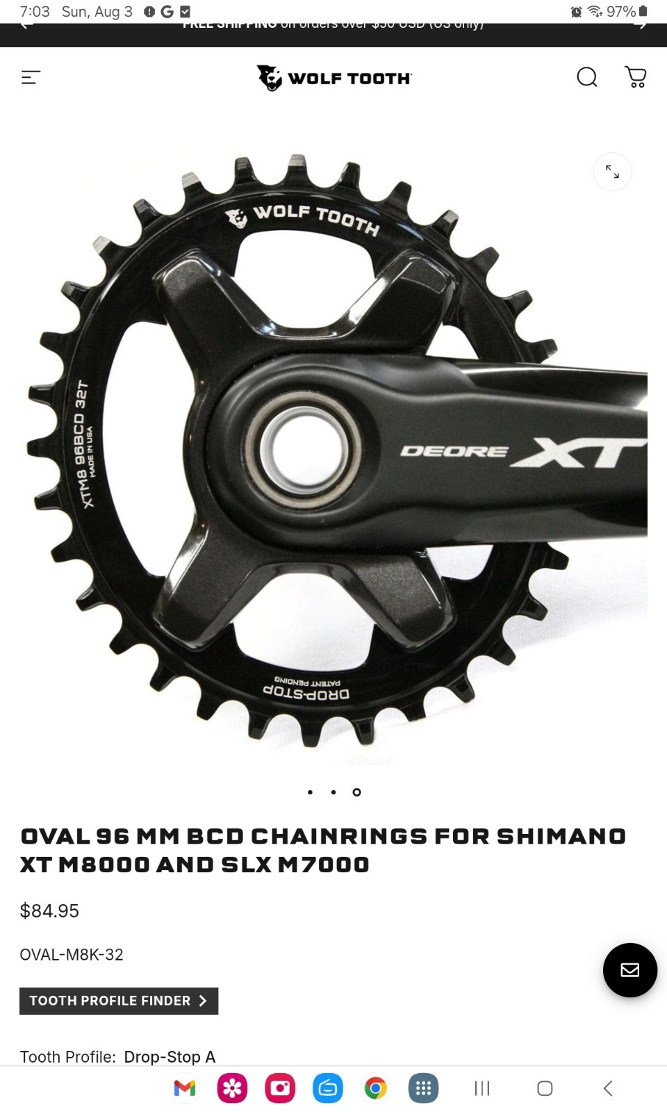 Wolftooth Chainring 32t Oval 96mm BDC