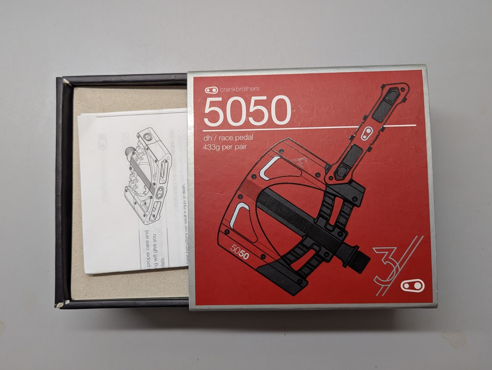 Crank Brothers 5050 Platform Pedals Red/Black Sealed Bearing • 9/16” Axle