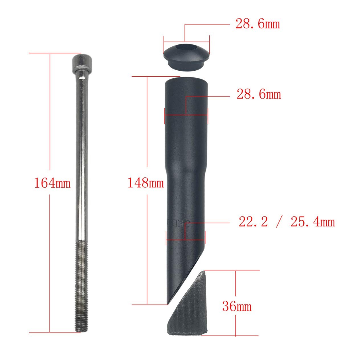BNVB Aluminum Alloy Bike Fork Stem Quill Riser Extender 25.4mm, Black
