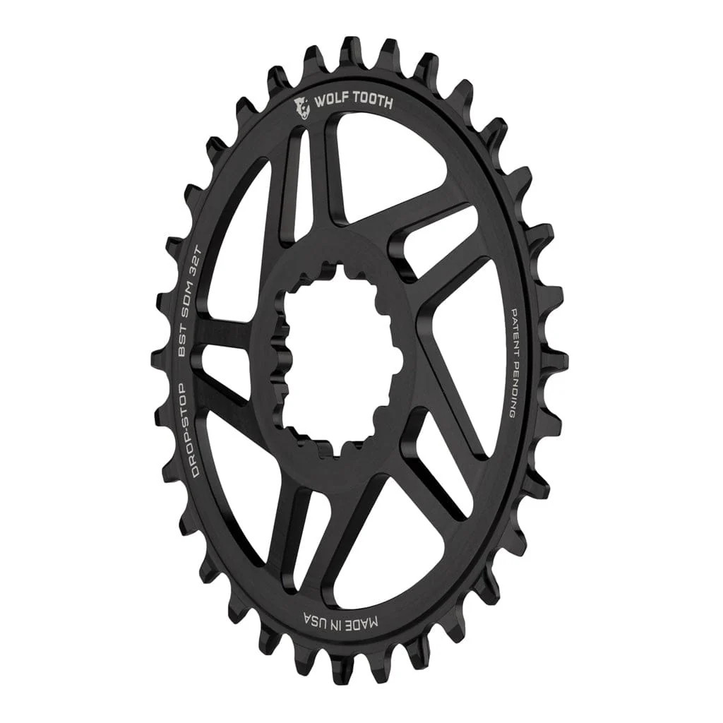 Wolf Tooth Drop Stop Chainring 32t Direct Mount 6mm Offset Aluminum Black