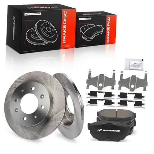 10.16 inch (258mm) Disc Brake Rotors + Ceramic Pads Kit Compatible Rear Solid