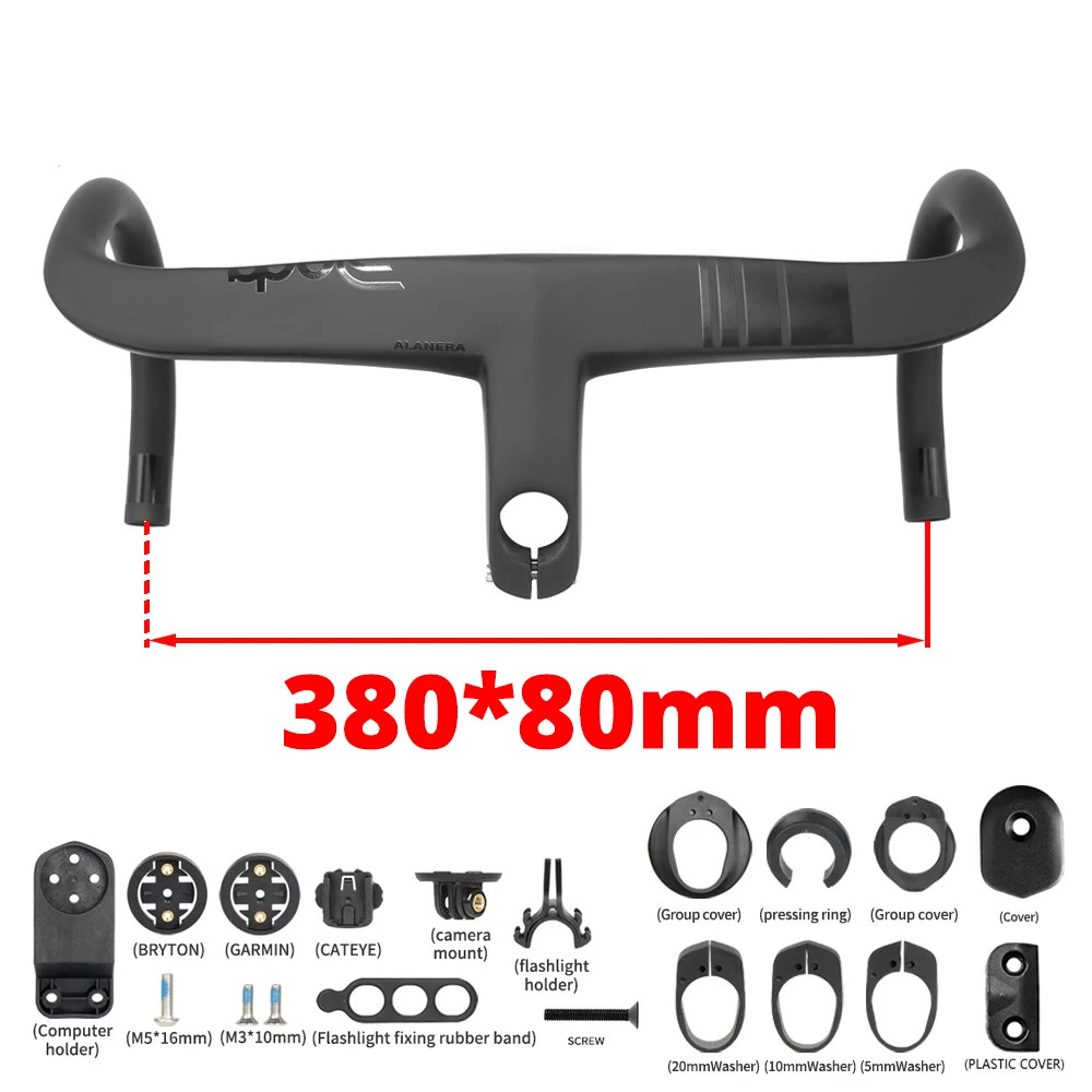 Carbon Road Bike Integrated Handlebar Internal Cable Drop Bar 28.6mm with Spacer