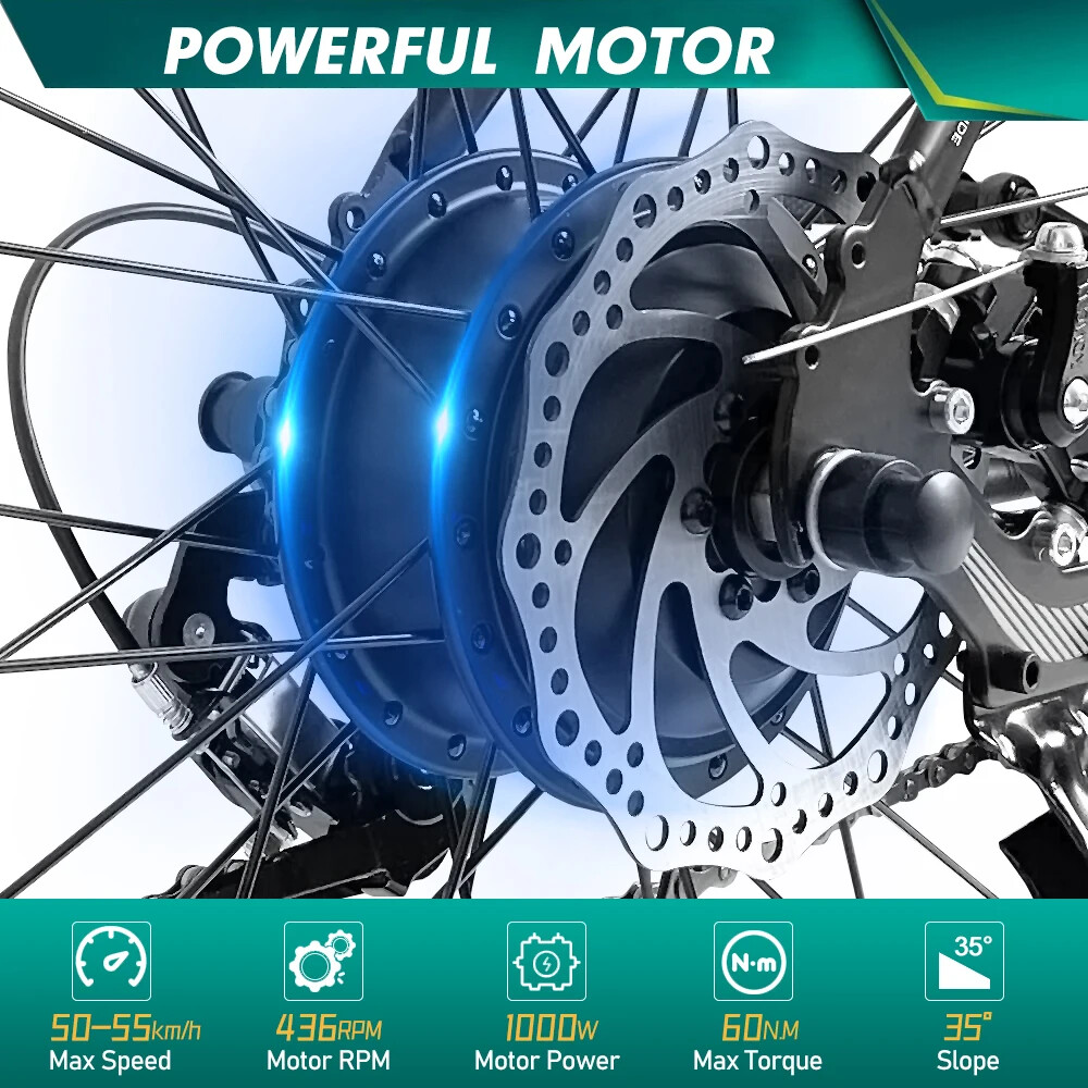 48V 1000W 20 24 26in Snow E-Bike Fat Brushless Gear Rear Rotate Hub Motor Wheel
