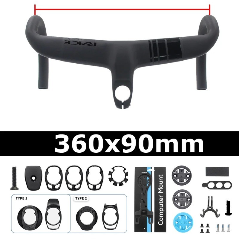 Carbon Road Bike Integrated Drop Bar Reach 80mm 360-440mm Internal Cable
