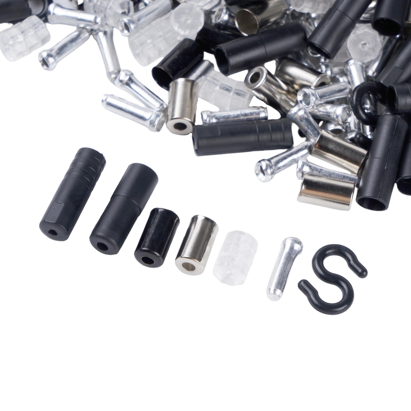 80 Pcs Bike Cable End Caps Combo Set,Brake Crimp,Bike Shift argent