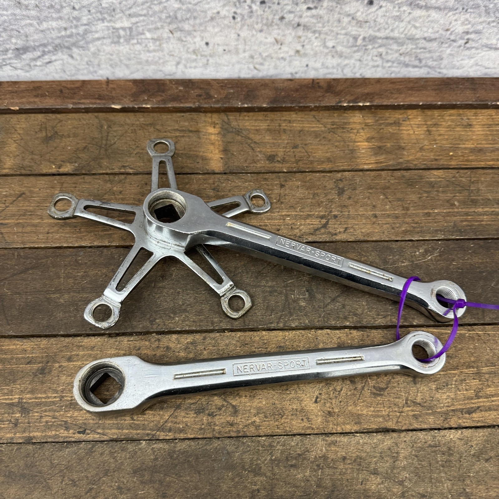 Vintage Nervar Sport Crankset Steel 128 BCD Square Taper Chrome France 5-Bolt