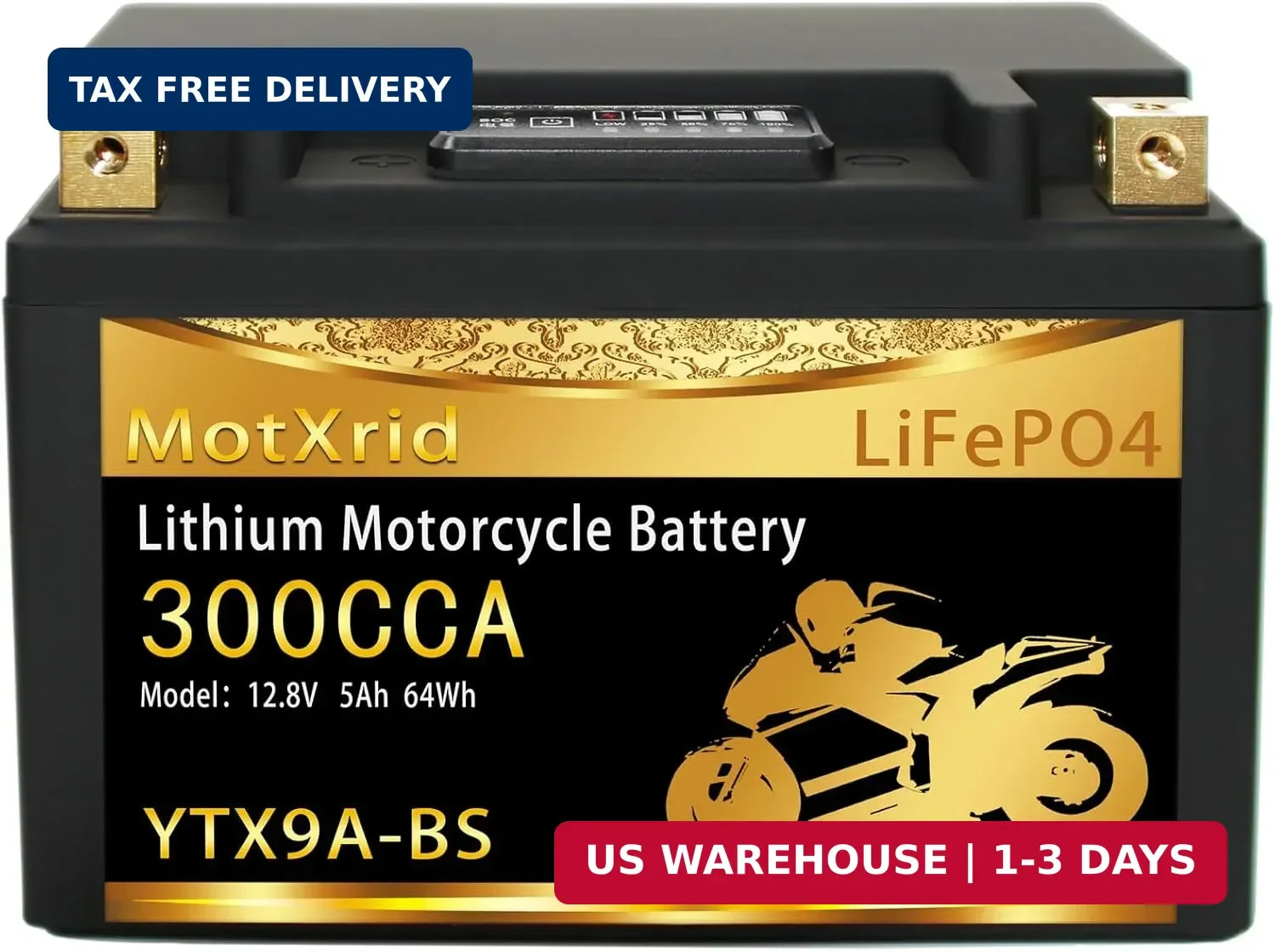 YTX9A-BS lithium motorcycle battery, good substitute for YTX7A-BS/YTX9-BS/YTZ10S