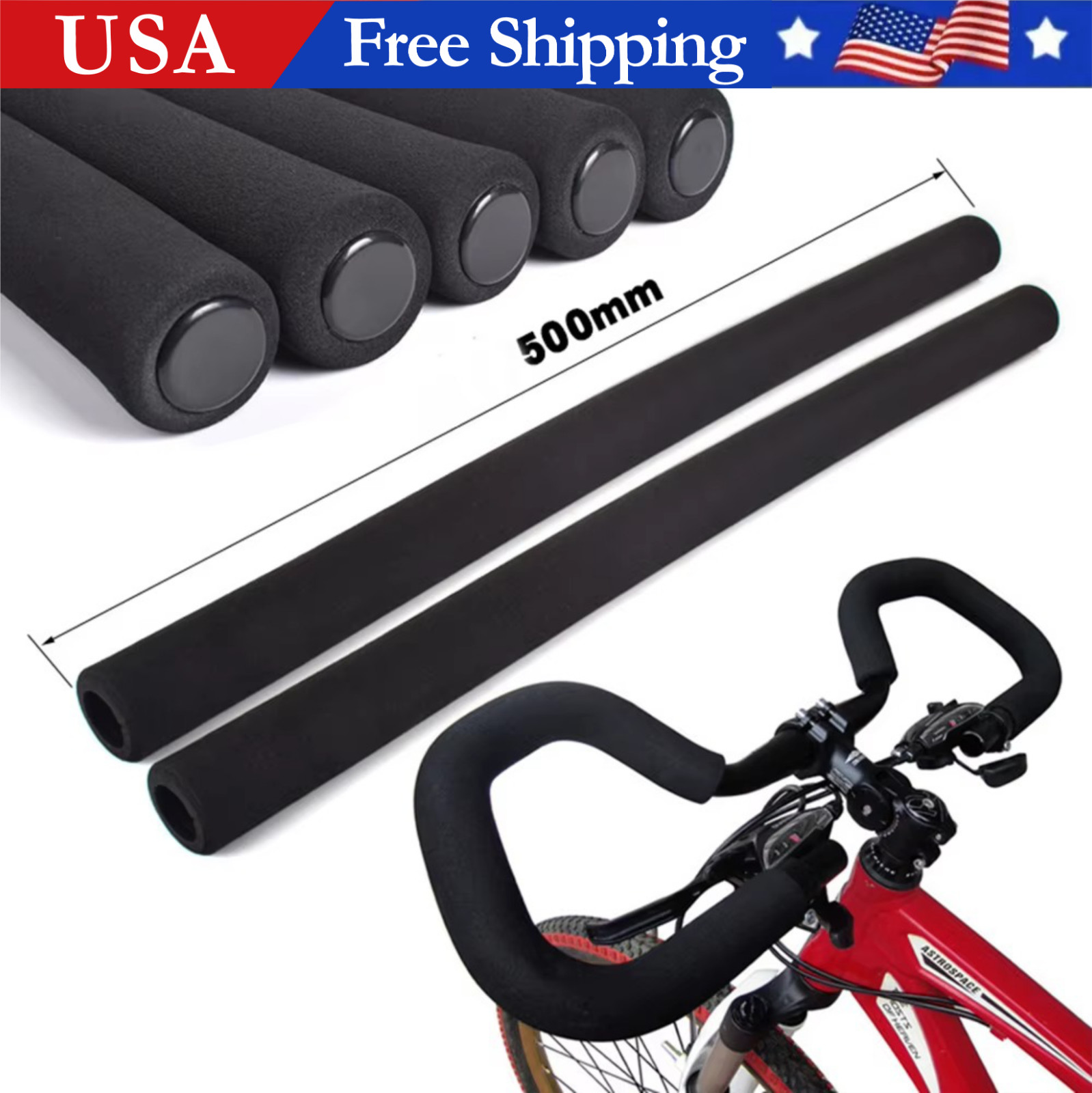 2x Bicycle Bike Handlebar Tube Sponge Foam Rubber Handle Bar Grips Kits Set NEW