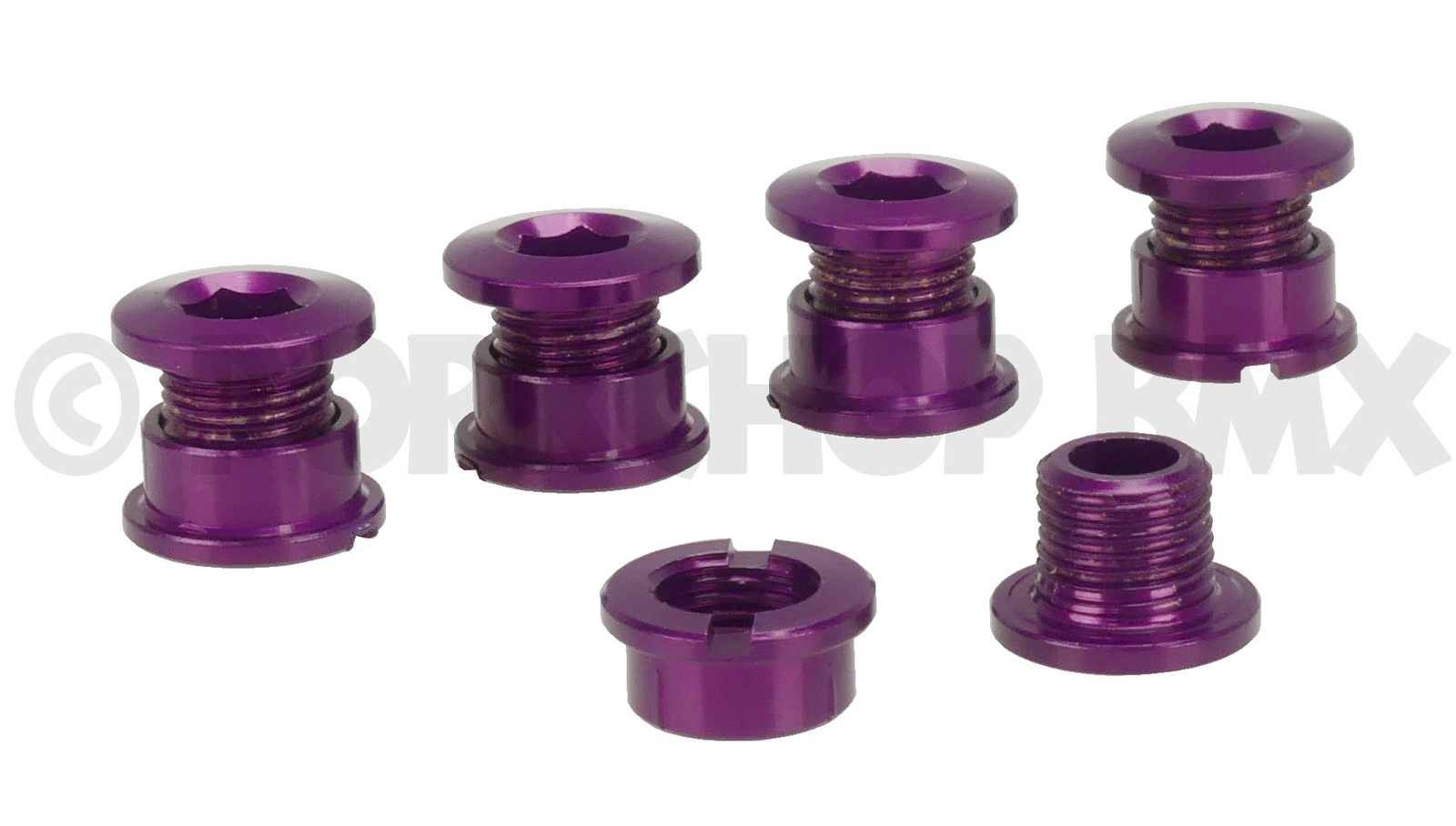 Aluminum alloy BMX bicycle chainring bolts – set of 5 – PURPLE