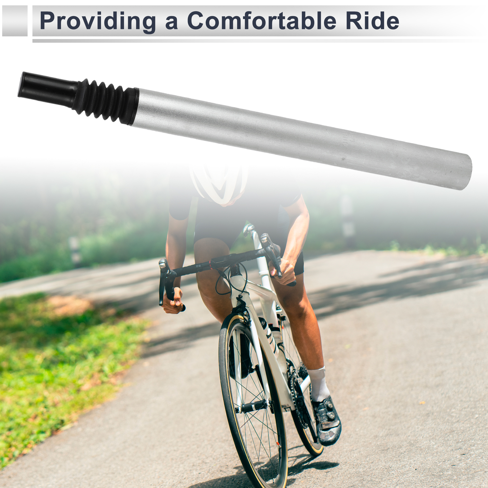 Bike Seat Posts 33.9x400mm Shock-absorbing Post Seat Silver Tone Aluminum Alloy