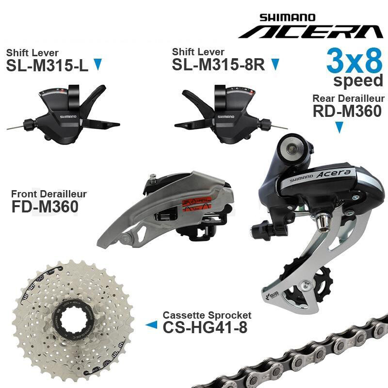 SHIMANO ALTUS ACERA 3×8 Speed Groupset M315 Shifter M310 Derailleur Cassette MTB