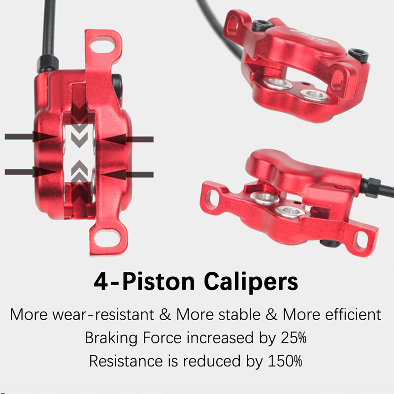 MTB Bicycle Front Rear Hydraulic Disc Brake 4/2 Piston Oil Pressure Caliper Sets