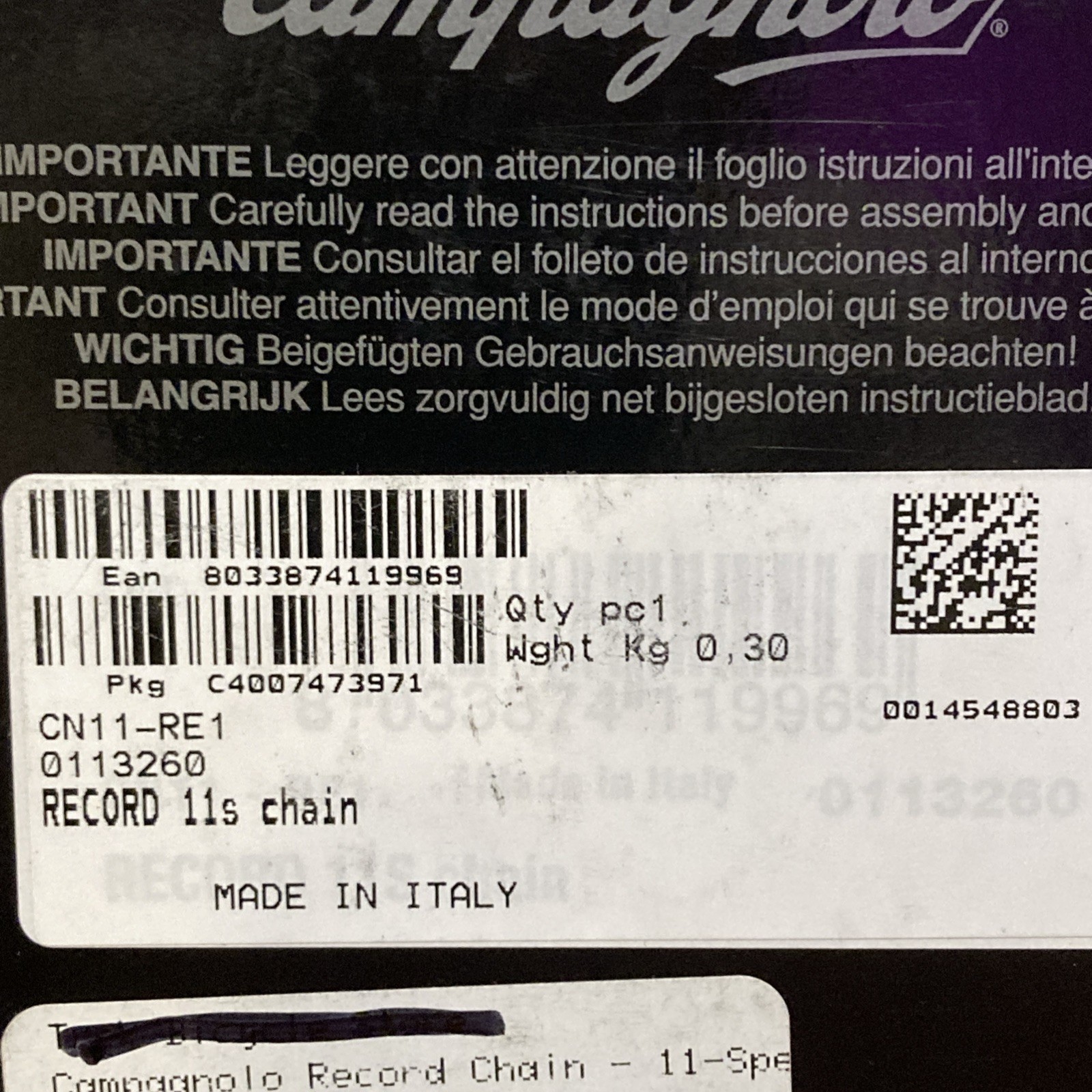 NEW Campagnolo RECORD ULTRA Narrow 11 Speed Chain and Pin Fit Chorus: CN11-RE1