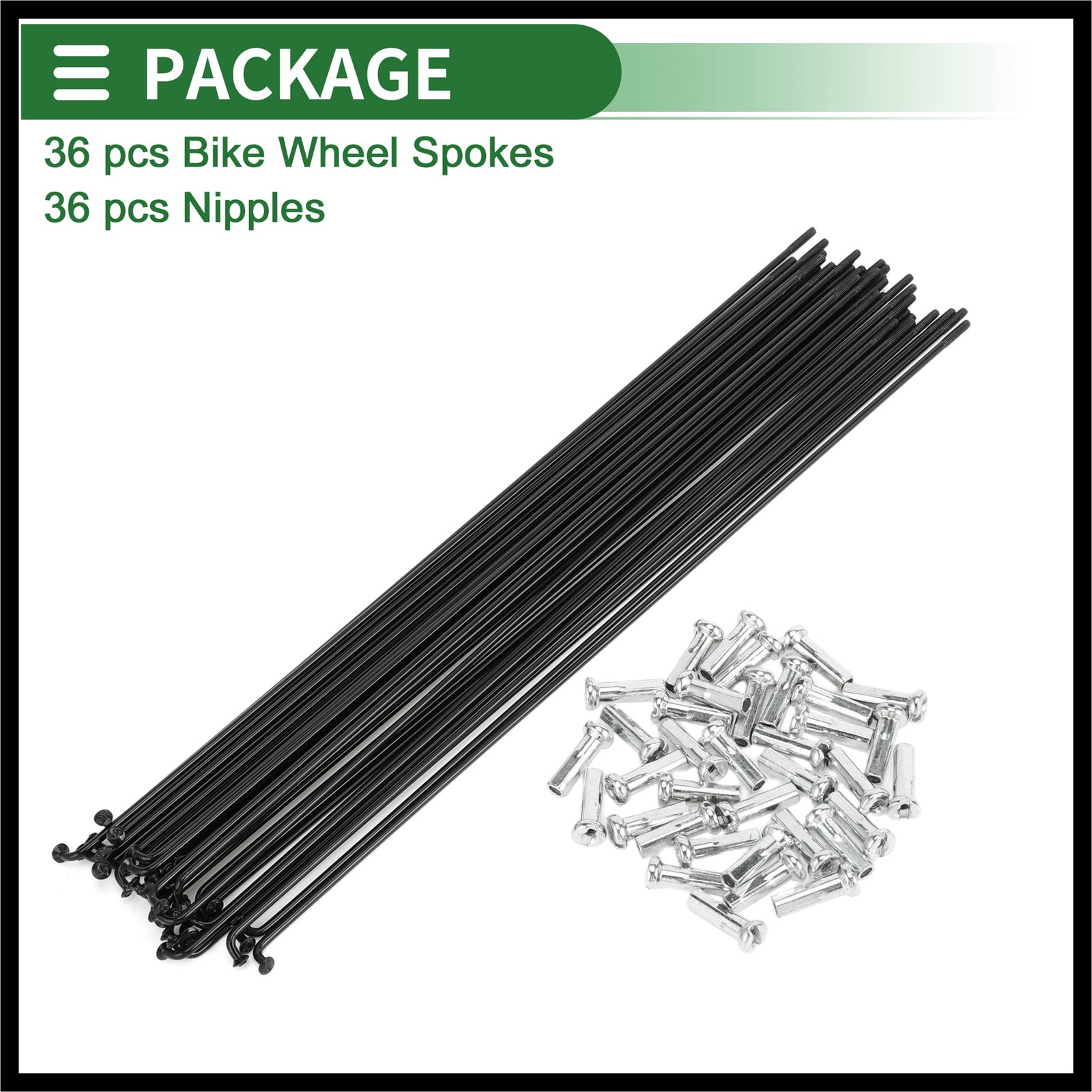 1Set 14G 257mm Length Bicycle Spokes Nipple Carbon Steel Black Universal