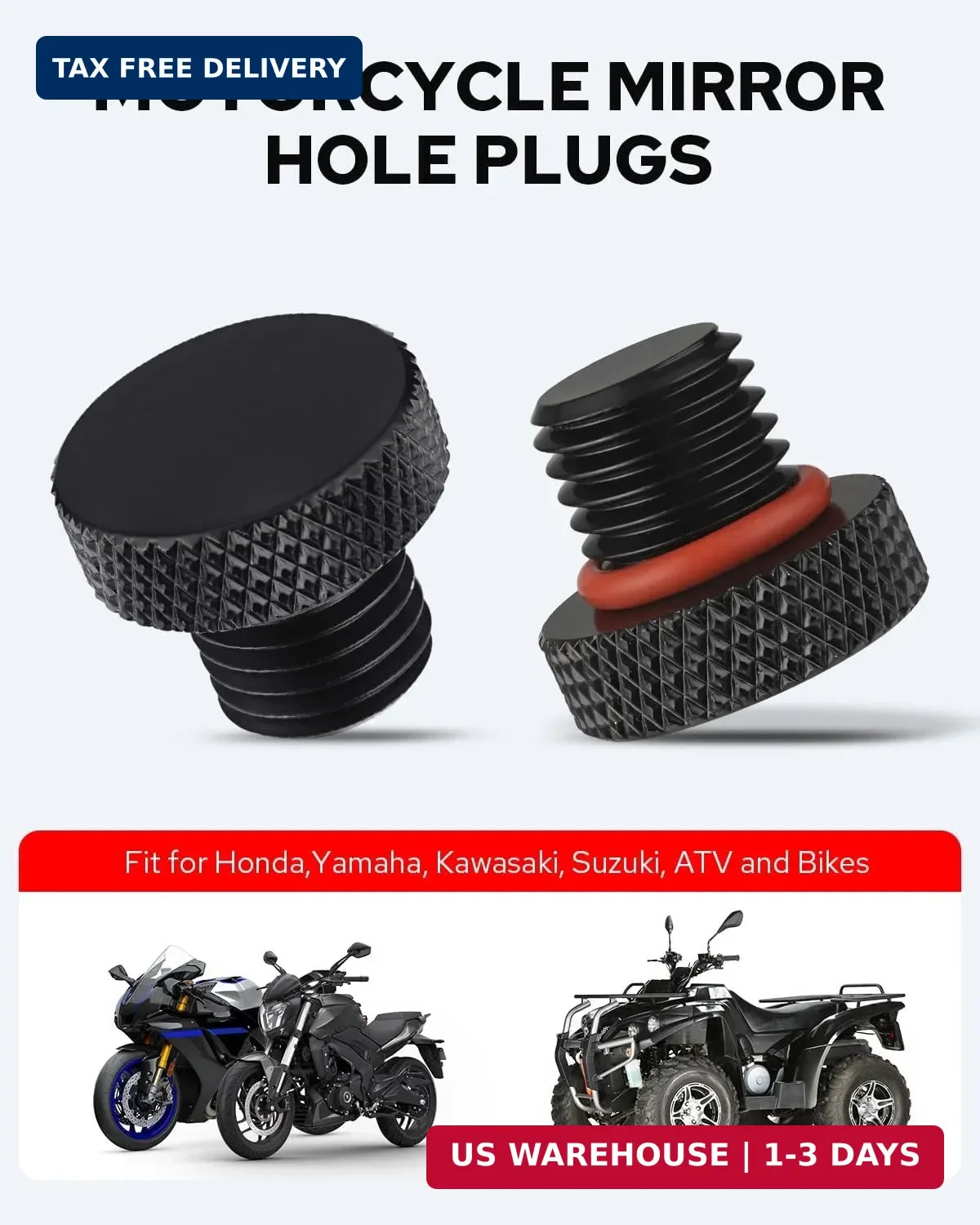 Motorcycle Mirror Hole Plug M10X1.25, 304 Stainless Steel Motorcycle Rear View,,