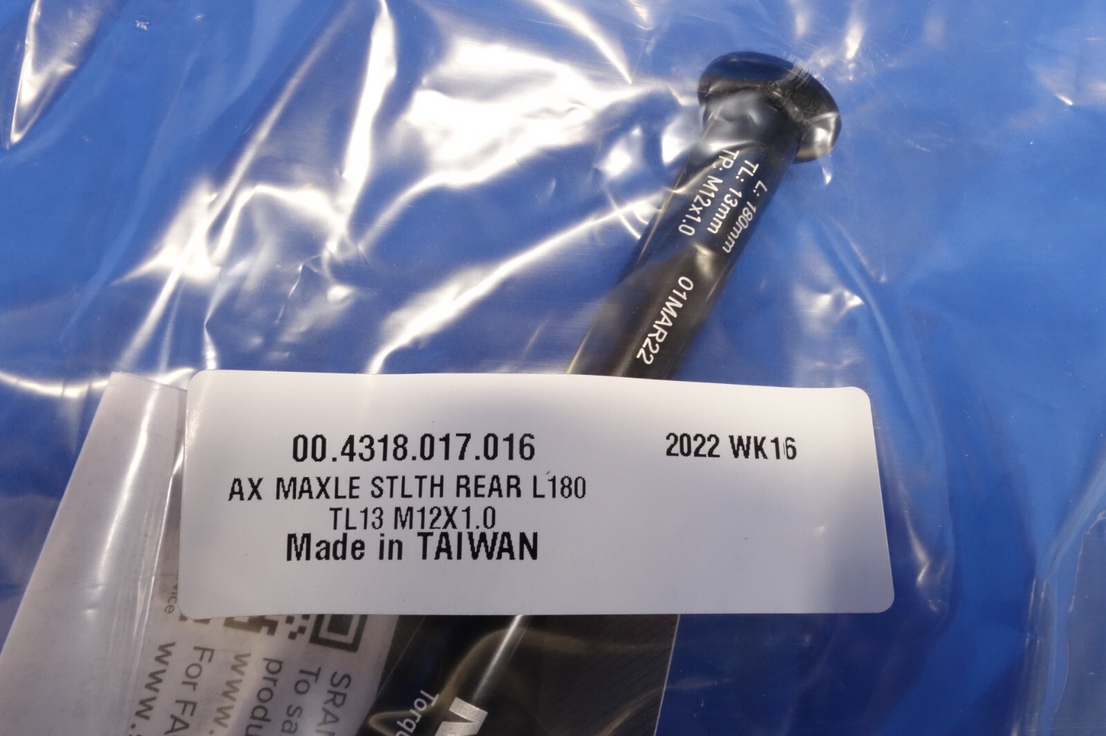 Sram Maxle Stealth Rear Boost 12x148mm Rear Thru Axle 180mm Length TL3 M12x1.0
