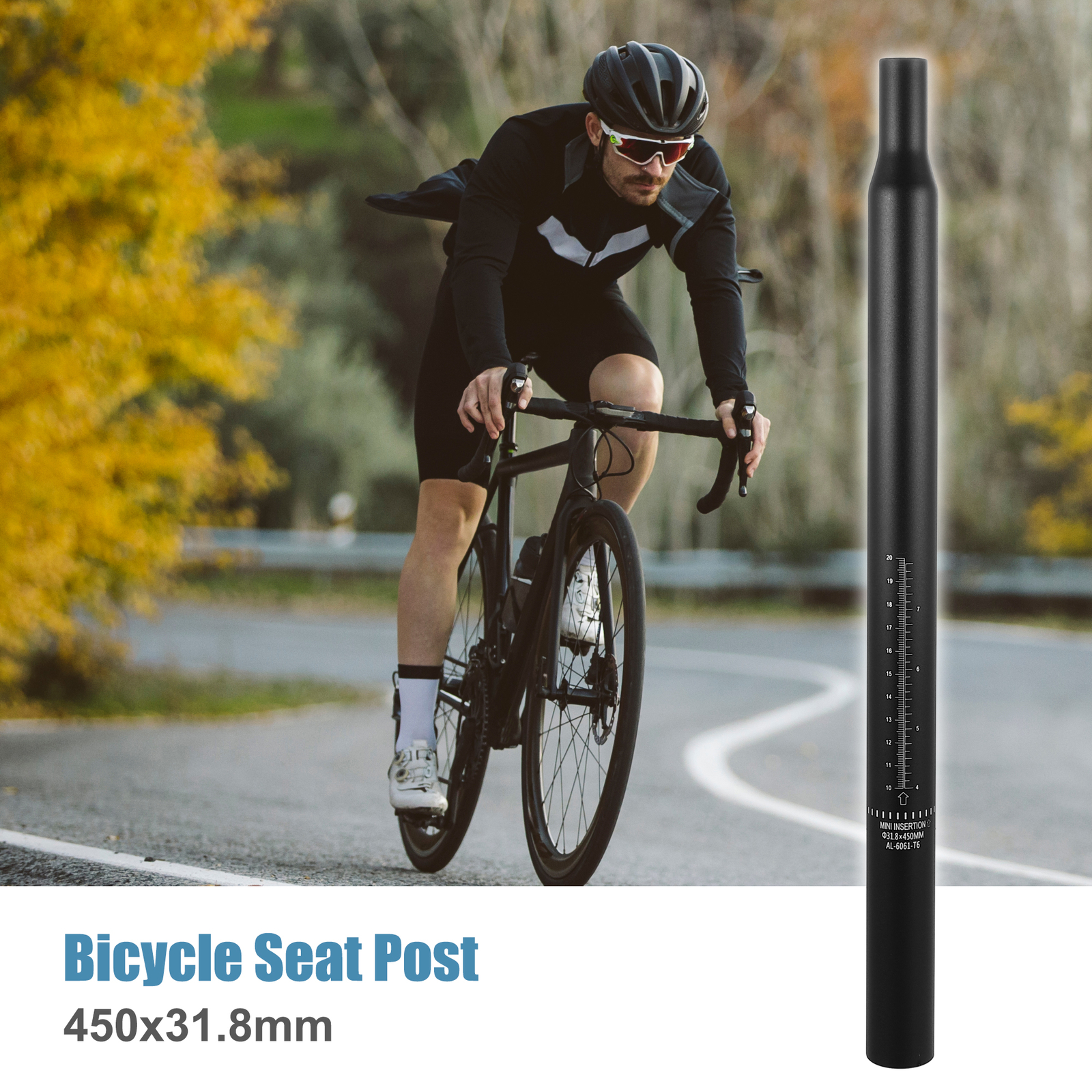 31.8x450mm Bicycle Seat Post Aluminum Alloy Tube Universal for MTB Mountain Bike